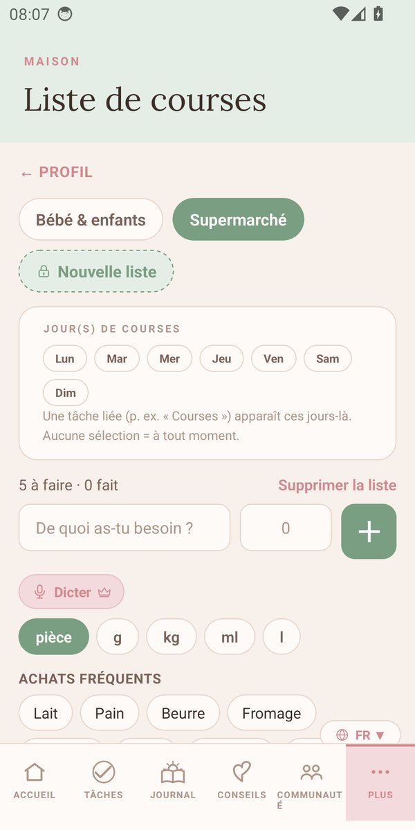 Liste de courses